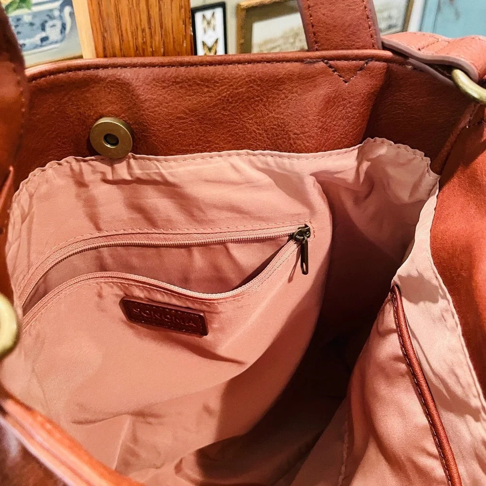 Sonoma women’s handbag purse faux leather double handle shoulder strap brown - Picture 7 of 11